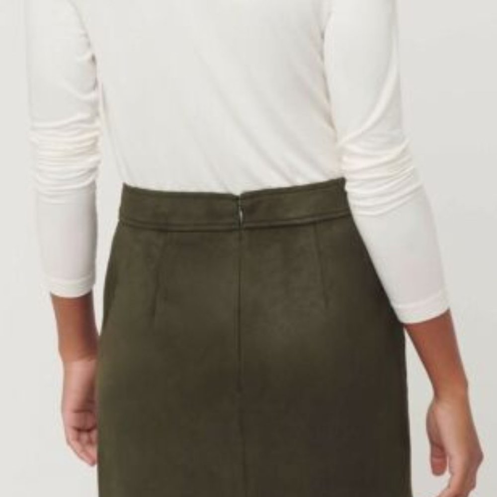 NWT  LOFT Army Green Suede Skirt  - size 20 - Picture 2 of 7